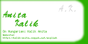 anita kalik business card